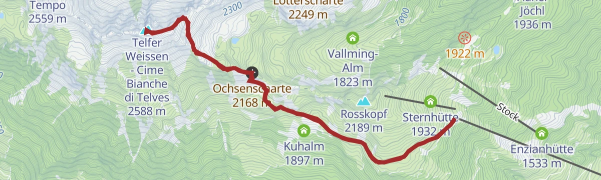 Route map: Telfer Weissen peak trail